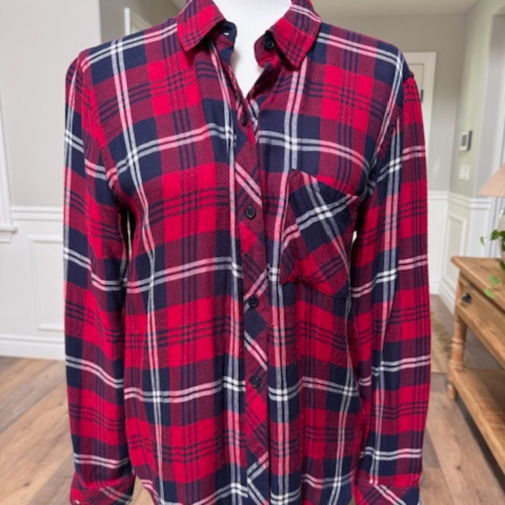 RAILS: Women's Red, White & Blue Plaid Long Sleeve Button Up Shirt - Size S